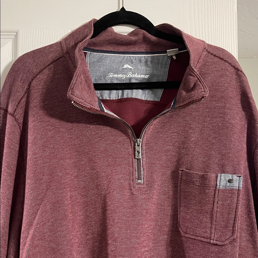 Tommy Bahama Men's Burgundy Zip-Up Sweater